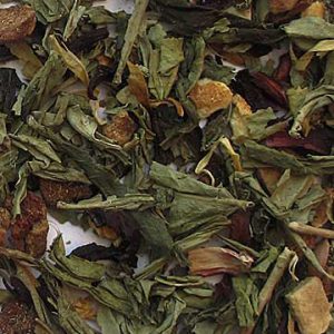 A sample of Apricot Green Treasure Decaf tea.