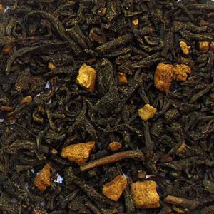 A sample of hot cinnamon spice tea, black.